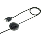 Cord-set with 3,0m black cable 2x0,75mm², black EU 2P non-rewirable plug and footer switch