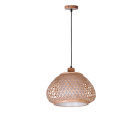Pendant light JAVA D.35cm 1xE27 in wood and straw