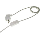 Conexión 2,0m con cable 3x0,75mm² blanco, clavija schuko 2P+T blanca e interruptor de mano