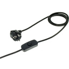 Cord-set with 2,0m black cable 3x0,75mm² with black Schuko 2P+T plug and hand switch