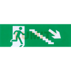 Self-adhesive sign with safety pictogram stairs  arrow/ down/ right 65*200mm