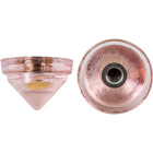 Pink glass end stone with screw thread D.4,5cm and 1 hole D.1cm.