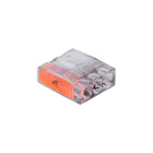 Transparent/orange pushwire junction connector for cable 3 poles 0,5-2,5mm2 450V 24A (box 100pcs)