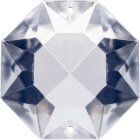 Glass octagon stone D.1,8cm 2 holes transparent (Box)