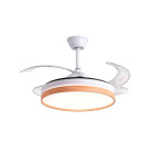 Ventoinha tecto COSMOS MINI branco/faia, 4palas retráteis, 48W LED 3000|4000|6000K, Alt.35xD.91/40cm