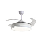 Ventoinha de tecto ROBIN MINI branca, 4 palas retráteis, 48W LED 3000|4000|6000K, Alt.35xD.91/40cm