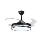 Ventoinha de tecto ROBIN MINI preta, 4 palas retráteis, 48W LED 3000|4000|6000K, Alt.35xD.91/40cm