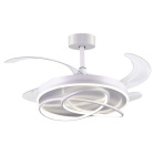 Ventoinha de tecto ATLAS branca, 4 palas retráteis, 80W LED 3000|4000|6000K, Alt.35xD.108/50cm