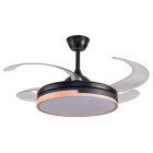 Ventoinha de tecto ROBIN preto/faia, 4 palas retráteis, 72W LED 3000|3500|6500K, Alt.35xD.107/50cm