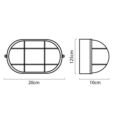 Aplique CAIA pequeno IP44 1xE27 C.20xL.10xAlt.12,5cm Policarbonato (PC) + Vidro Branco