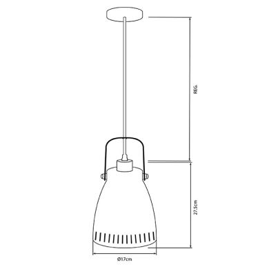 Suspensão BROOKLYN 1xE27 Alt.Reg.xD.17cm Branco