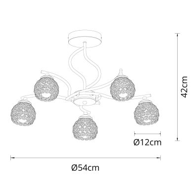 Lámpara de Techo Balbina 5xE14 Al.36xD.55cm Cromo