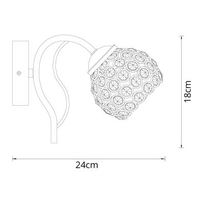 Aplique BALBINA 1xE27 C.13xL.24xAlt.18cm Cromado