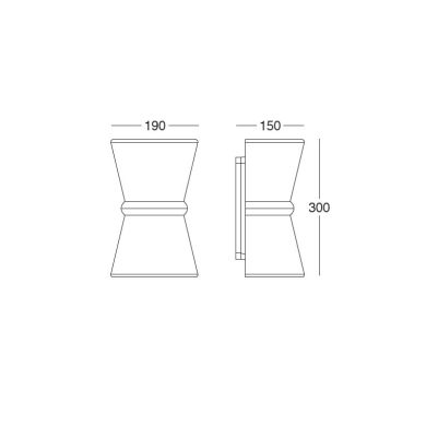 Aplique SIRIUS IP44 2xE27 C.19xL.15xAlt.30cm Cinzento