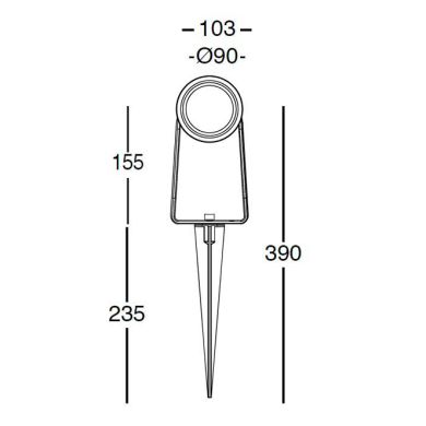 Pincho de Exterior NETTUNO IP67 1xGU10 L.10,3xAl.23xD.9,3cm Negro