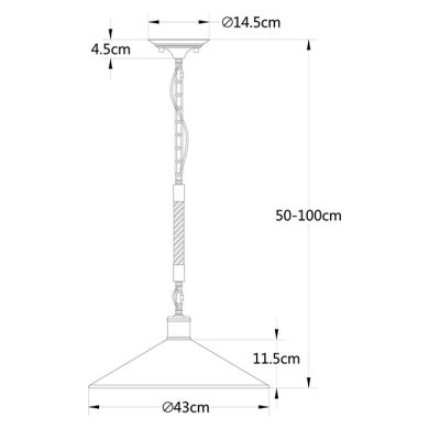 Colgante SOGA 1xE27 Al.Reg.xD.43cm Cuerda Negro