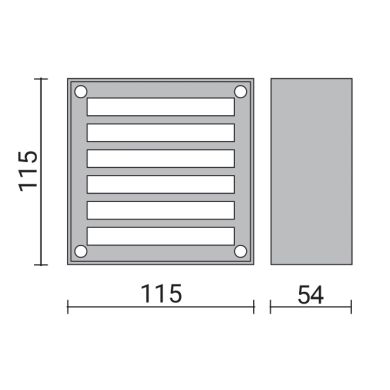 Plafond QUADRA quadrado com grelha IP65 1xG9 C.11,5xL.5,4xAlt.11,5cm Antracite