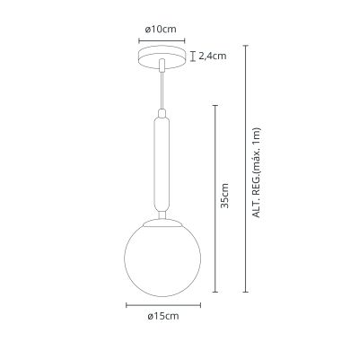 Suspensão AIMEE 1xE27 Alt.Reg.xD.15cm Cromado