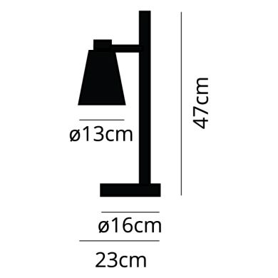 Candeeiro de mesa DALVA 1xE27 Alt.47xD.23cm Preto/Madeira natural