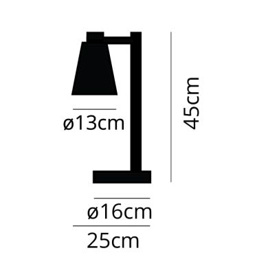 Sobremesa DELZA 1xE27 Al.45xD.25cm Blanco/Madera Natural