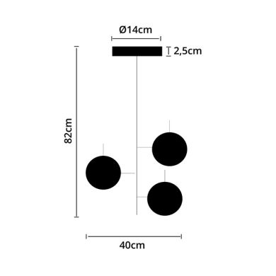 Suspensão ADALGISA 3xE27 Alt.82xD.40cm Cromado