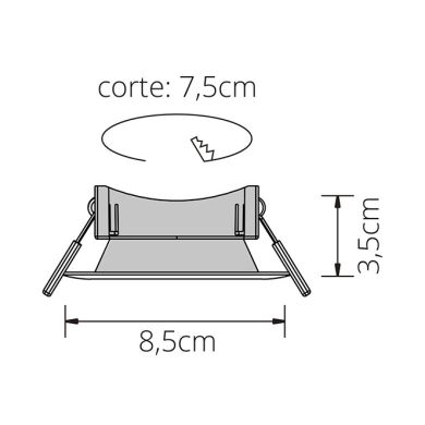 Aro de encastrar ONIRO redondo Alt.3,5xD.8,5cm Policarbonato (PC) Branco