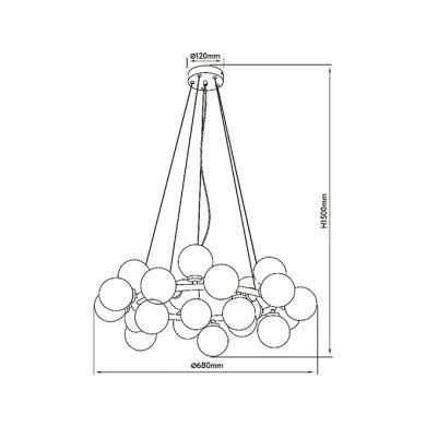 Ceiling Lamp ANAMAR 25xG9 Alt.Reg.xD.68cm Gold/White