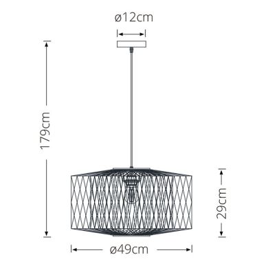 Suspensão BAMBOO D.49cm 1xE27 em bambu de cor preta e natural