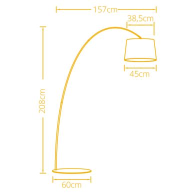 Candeeiro de pé ESTRELA 1xE27 C.157xL.60xAlt.208.cm Preto