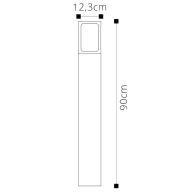 Pillar CRIZ IP44 1xE27 L.12,3xW.12,3xH.90cm Black Aluminium+Glass