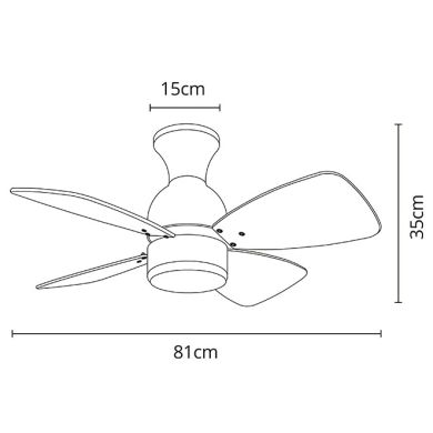 Ceiling fan AC FRESCO nickel, 4 reversible blades, 16W LED 4000K, H.35xD.81cm