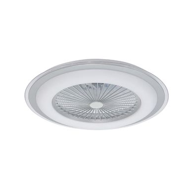 Ventoinha de tecto BISE prata, 5 palas, 50W LED 3000-6500K, Alt.18,5xD.61cm