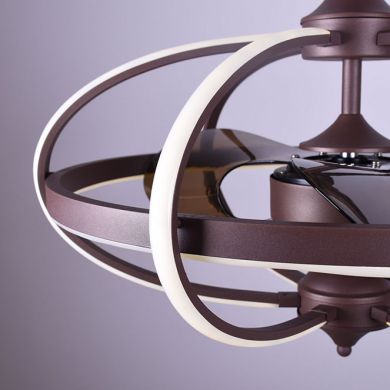 Ventilador DC IMBAT marrón, 3 aspas, 152W LED 3000|4000|6500K, Al.55xD.65cm