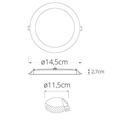 Foco de encastrar INTEGO 2.0 redondo 15W LED 1200lm 3000K 120° Alt.2,7xD.14,5cm Branco