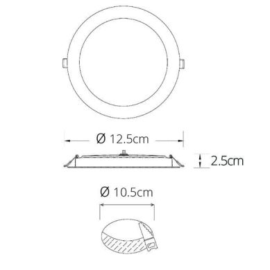 Downlight INTEGO 2.0 PC round 6W LED 600lm 4000K 120° H.2,5xD.12,5cm White