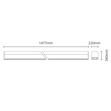 Régua LineX T5 20W LED 1400lm 6400K C.147,6xL.2,2xAlt.3,4cm Branco