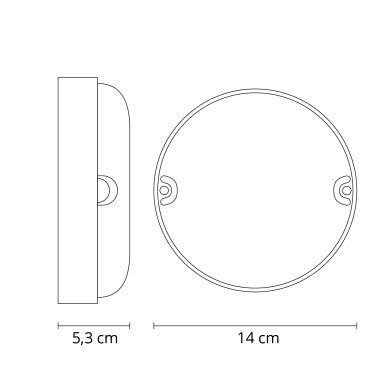 Aplique SURF ECOVISION redondo IP65,3 1x9W LED 900lm 3000K 120°Al.5,3xD.14cm Blanco