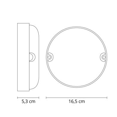 Aplique SURF ECOVISION redondo IP65,3 1x18W LED 1800lm 3000K 120°Al.5,3xD.16,5cm Blanco