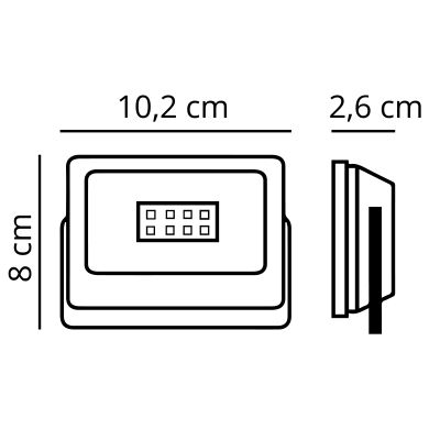 Projector X2 SUPERVISION IP65 1x10W LED 1000lm 6500K 120°C.11,5xL.3xAlt.8,5cm Preto