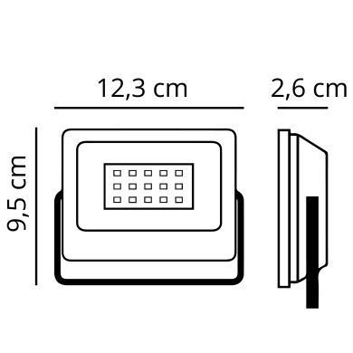 Projector X2 SUPERVISION IP65 1x20W LED 2000lm 4000K 120°C.12,3xL.3xAlt.9,5cm Preto