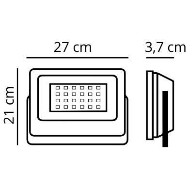 Projector X2 SUPERVISION IP65 1x100W LED 10000lm 2700K 120°C.27xL.3,7xAlt.21cm Preto