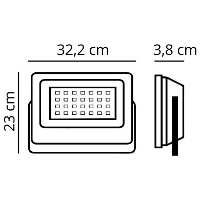 Projector X2 SUPERVISION IP65 1x150W LED 15000lm 6500K 120°C.32xL.3,8xAlt.23cm Preto