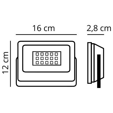 Projector X2 SUPERVISION IP65 1x30W LED 3000lm 2700K 120°C.16xL.2,8xAlt.12cm Branco