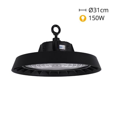 Campânula MEGAVISION IP65 1x150W LED 22500lm 6500K 90° Alt.11xD.31cm Preto