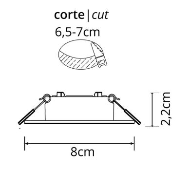 Aro de encastrar INTAKE quadrado rotativo com terra C.8xL.8xAlt.2,2cm Níquel