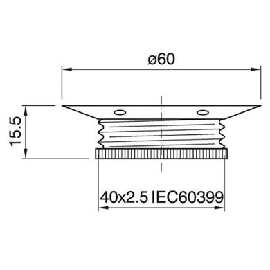 Arandela metálica en cobre para portalámparas metálico E27 A.15, 5mm D.60mm