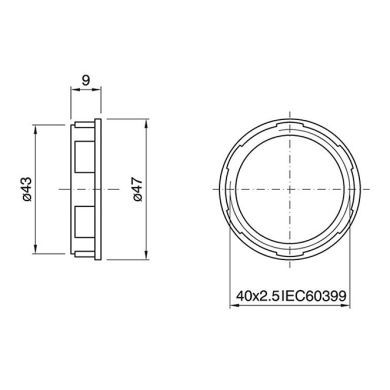 Anilha de abat-jour dourada para suporte E27 roscado Alt.8, 5mm D.46, 4mm, em resina termoplástica