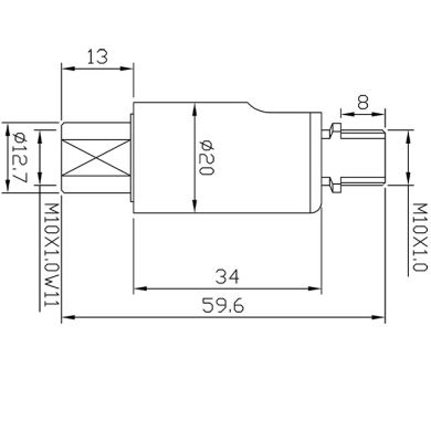 Rotula 20x60 2xM10 hembra/macho latón (GIRO SN9)