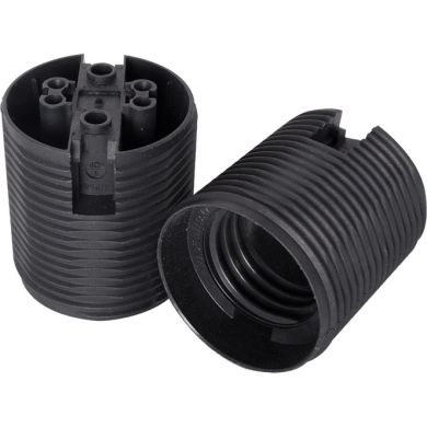 Portalámparas E27 termoplastico negro 2 piezas liso roscado