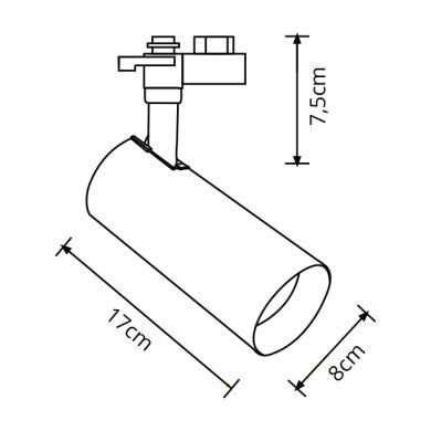 Foco para calha ARGOS (2 condutores) 1x30W LED 6400K C.17xxD.8cm Branco